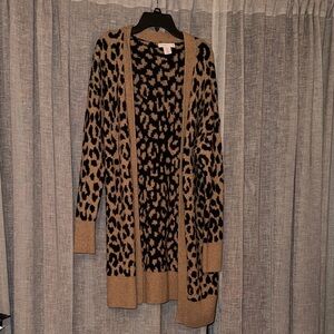Sincerely Jules Tan and Black Leopard Long Cardigan